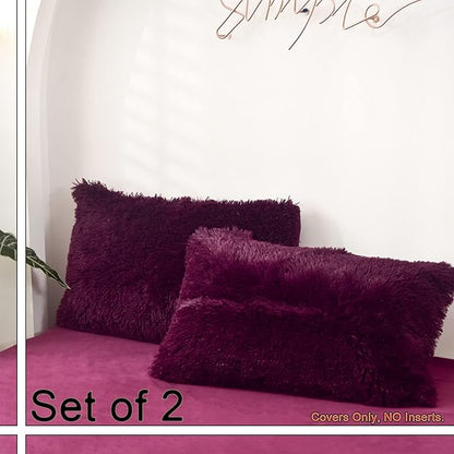 MorroMorn Decorative Pillows Covers, 2 Packs Faux Fur Pillow Cases Standard Size - Image 3