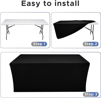 Nasitos 2 Pack Black Modern Rectangular Spandex & Polyester Blend Tablecloths - Image 4