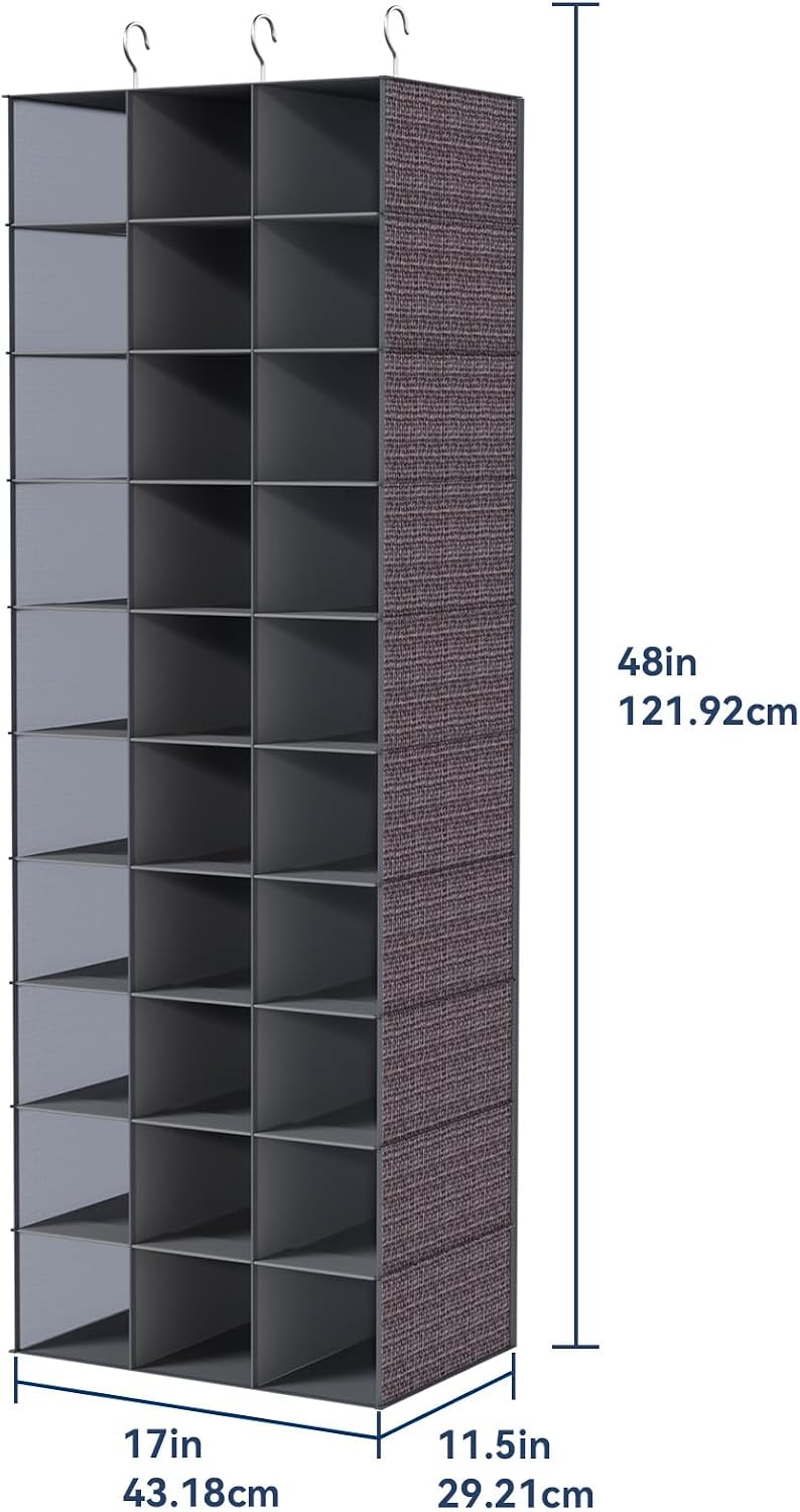 Whitmor 30 Sections Hanging Clothes Closet Shoe Organizer, Space Saving Breat...