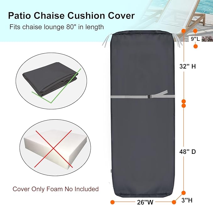 NettyPro Outdoor Patio Lounge Chair Cushion Covers - Image 4