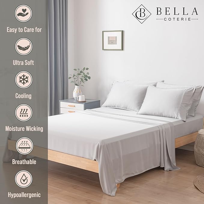 Bella Coterie 6 Piece Luxury Bamboo Viscose King Size Sheet Set | 100% - Image 2