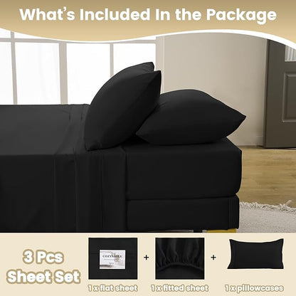 Twin Sheet Set - 3 Piece Super Soft Breathable Bed Sheet & Pillowcase Set - Image 5