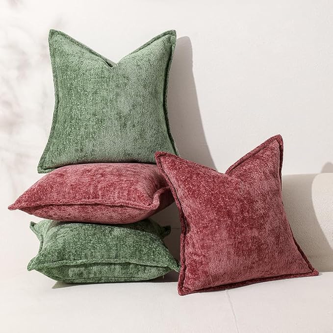 Pack of 2 Christmas Burgundy Fall Decorative Throw Pillow Covers 24x24 Cozy - Image 6