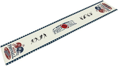 Rugby Table Runner, Retro Blue Seasonal Rugby Boy Football Game Day Touch Down - Image 6