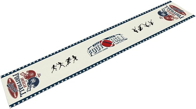 Rugby Table Runner, Retro Blue Seasonal Rugby Boy Football Game Day Touch Down - Image 6