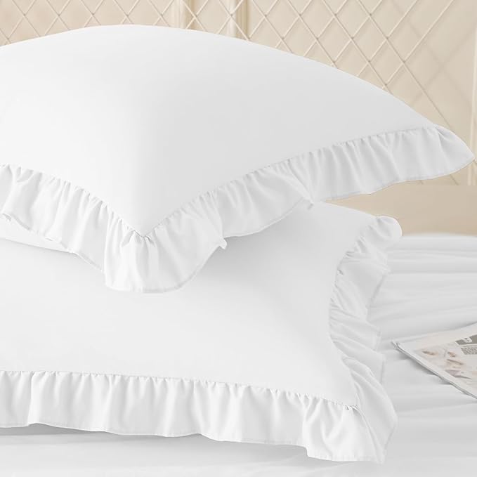 KKJIAF Ruffle Pillow Cases 18x18 Inches, Microfiber Wrinkle Resistant Pillow - Image 2