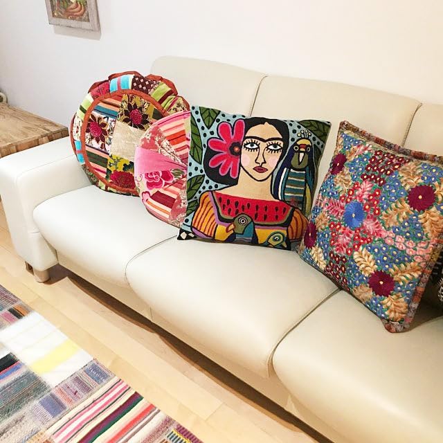 Frida Inspired Throw Pillow Cover Mexican Art Pillowcase Bella Senorita Hand - Image 3