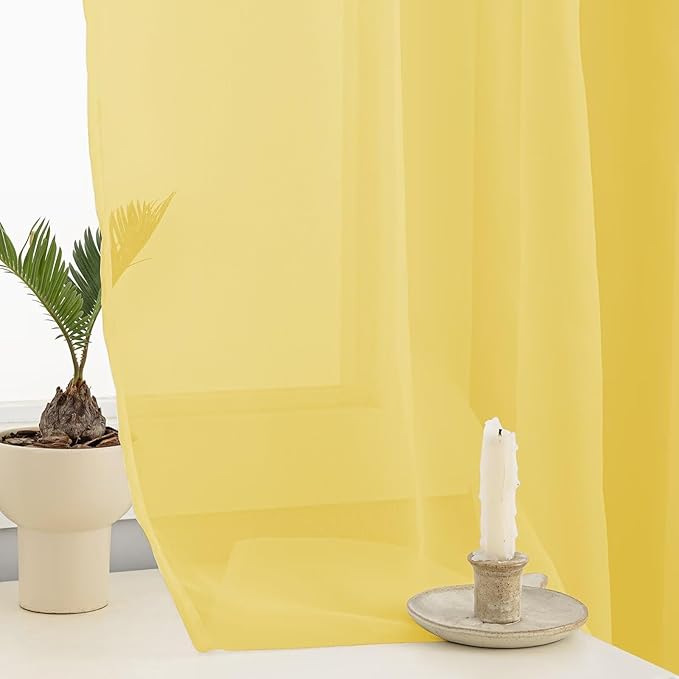 Sheer Curtains 54 Inches Long 2 Panels, Rod Pocket Short Curtain - Image 5