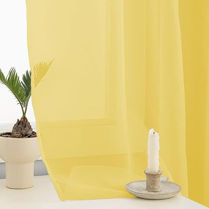 Sheer Curtains 84 Inches Long 2 Panels, Rod Pocket Short Curtain - Image 5