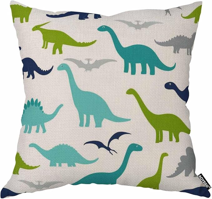 AOYEGO Cartoon Dinosaurs Throw Pillow Cover Animal Regular Repeat Carnivore by AOYEGO