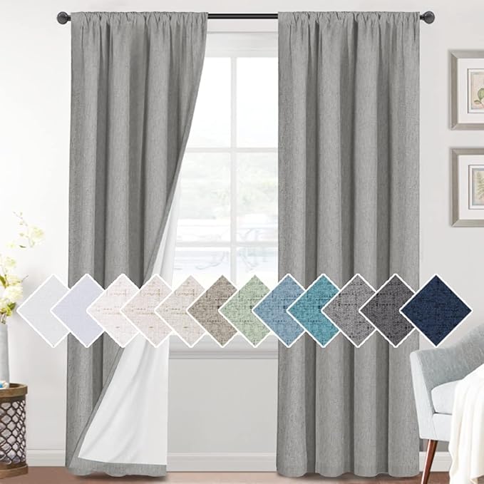 H.VERSAILTEX Linen Look 100% Blackout Curtains 84 Inches Long by HVERSAILTEX