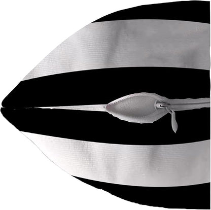 Leaveland White and Black Stripe Set of 2 16x16 Inch Cotton Polyester Square - Image 7