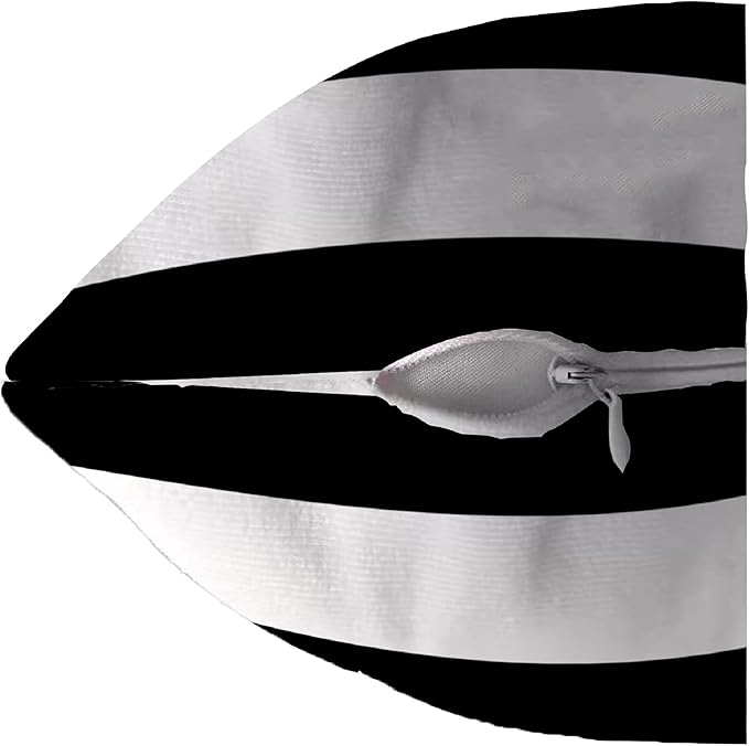 Leaveland White and Black Stripe Set of 2 16x16 Inch Cotton Polyester Square - Image 3