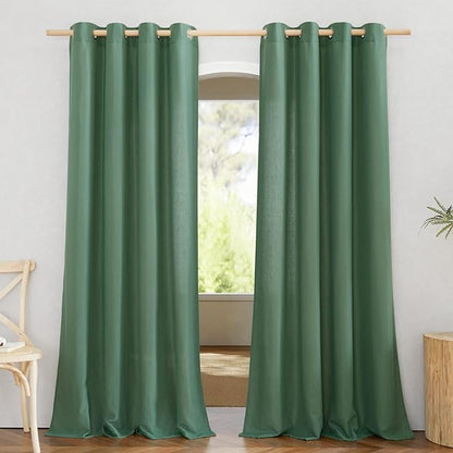 NICETOWN Thick Linen Olive Green Curtains & Drapes, Grommet Linen Blend Privacy by NICETOWN