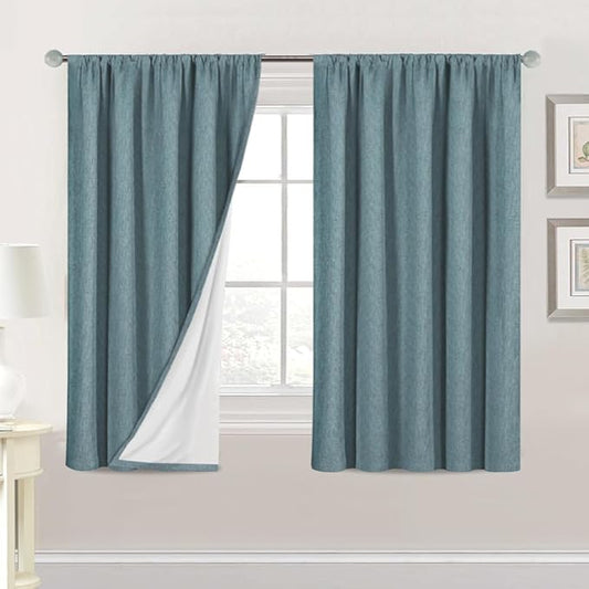 H.VERSAILTEX Linen Look 100% Blackout Curtains 54 Inches Long by HVERSAILTEX