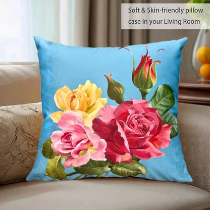 Elegant Decorative Floral Rose Throw Pillow Cover, Double - Image 6