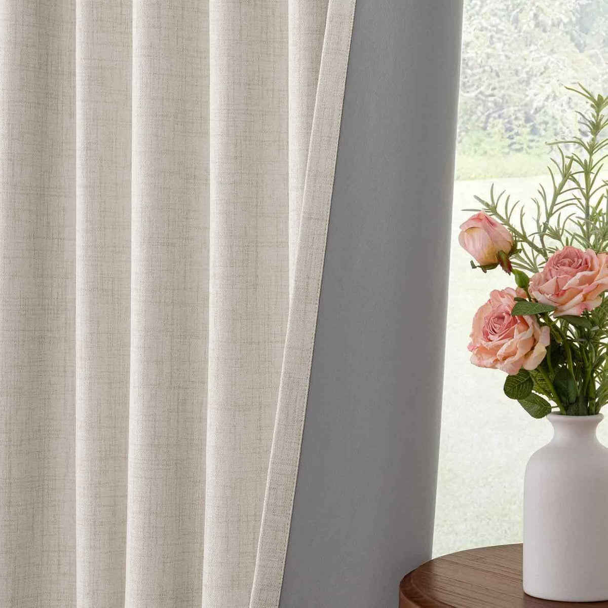 inovaday 100% blackout linen curtains for bedroom 50x84 on a desk or shelf