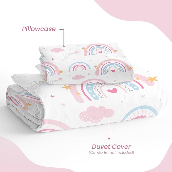 SANDJEST Rainbow Duvet Cover Sets Twin Size - Image 4