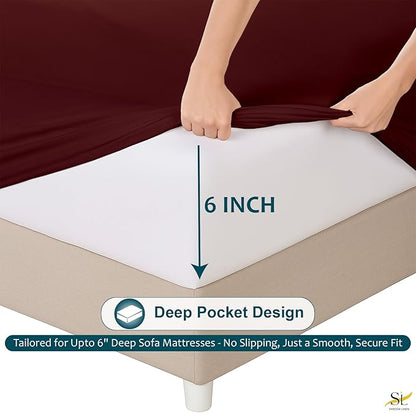 Shreem Linen Luxury Queen Sleeper Sofa Bed Sheet Set, 100% Egyptian Cotton - Image 4