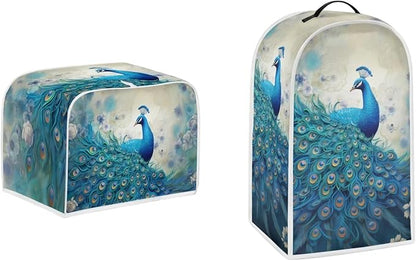 Blue Peacock Print Appliance Covers Set Washable Kitchen Blender Dust Cover by Pointodoor