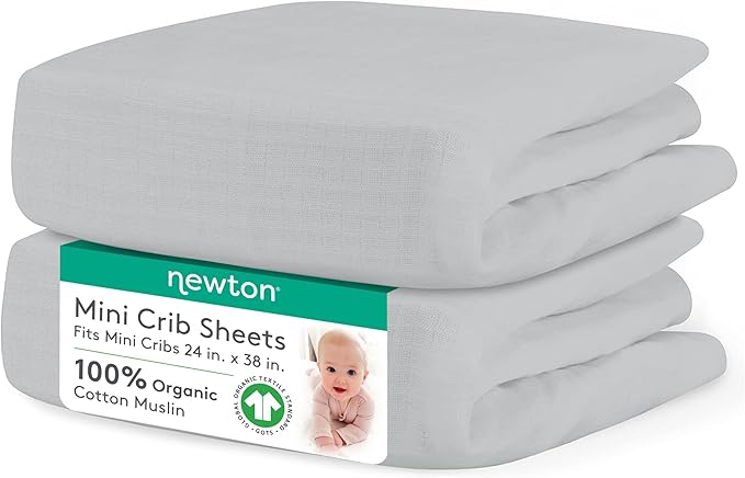 Newton Baby Fitted Mini Crib Sheets | Organic Muslin Cotton, Breathable & Soft by newton