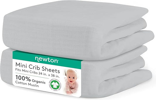 Newton Baby Fitted Mini Crib Sheets | Organic Muslin Cotton, Breathable & Soft by newton