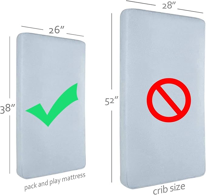 Waterproof Pack and Play Mattress Pad Sheets Fitted, Cotton Fabric Pack and - Image 2