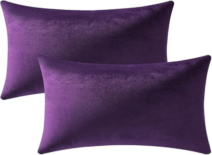 12x20 Throw Pillow Cases Purple: 2 Pack Cozy Soft Velvet Rectangular Decorative by DEZENE