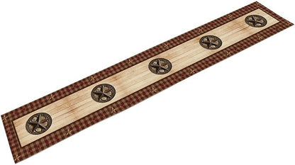 Western Table Runner, Rustic Texas Star Wooden Plank Buffalo Plaid Farmhouse - Image 6