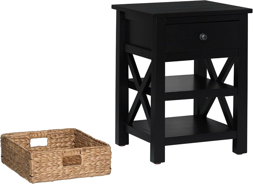 eHemco X-Side Nightstand End Table Side Table, Black