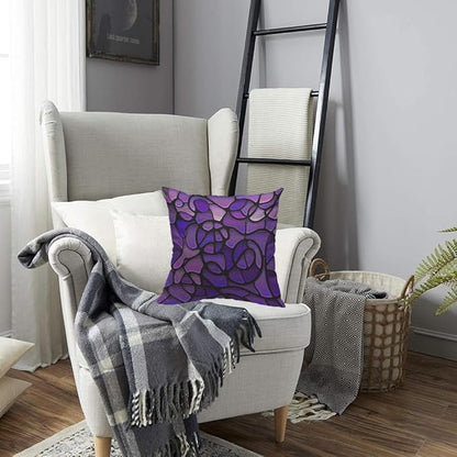 TKS MITLAN Glass Mosaic Pillow Covers 18 x 18 Inch Purple Abstract Stained - Image 4