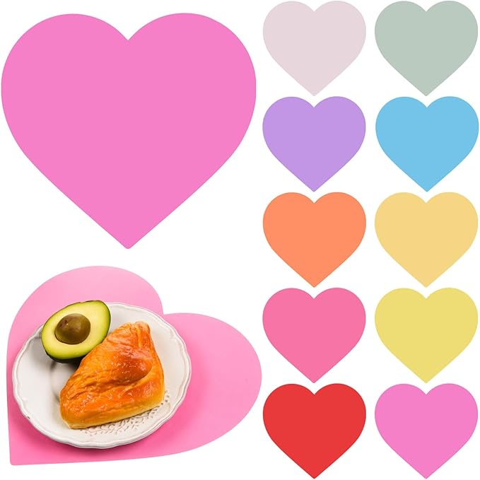 FOBSME 60 Pack Valentine's Day Heart Shape Placemats Paper Love Heart Table by FOBSME