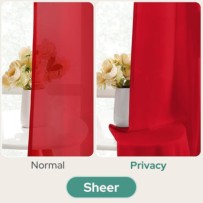 HOMEIDEAS Christmas Non-See-Through Red Privacy Sheer Kitchen Curtains 36 - Image 4