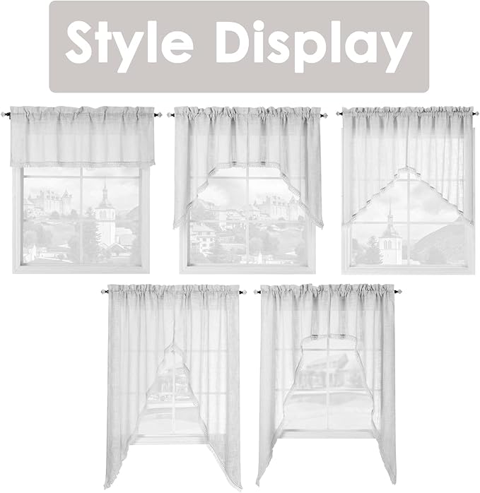 Beda Home Tassel Linen Textured Swag Valances - Image 7