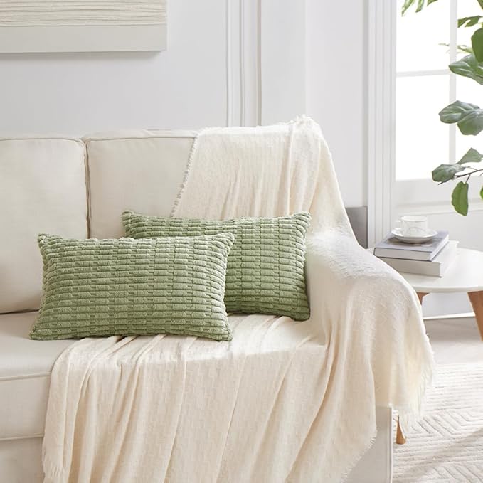Fancy Homi 4 Packs Sage Green Decorative Throw Pillow Covers 14x24 Inch - Image 7