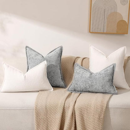 Pack of 2 Light Gray Decorative Throw Pillow Covers 18x18 Cozy Soft Chenille - Image 5