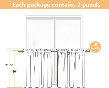 Natural Kitchen Curtains 30 Inch Length 2 Panels, Light Filtering Farmhouse - Image 3