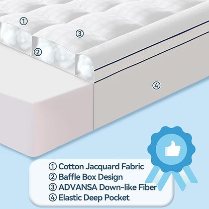 ABENE Mattress Topper for Back Pain Relief, Extra Thick Mattress Pad Pillowtop - Image 2
