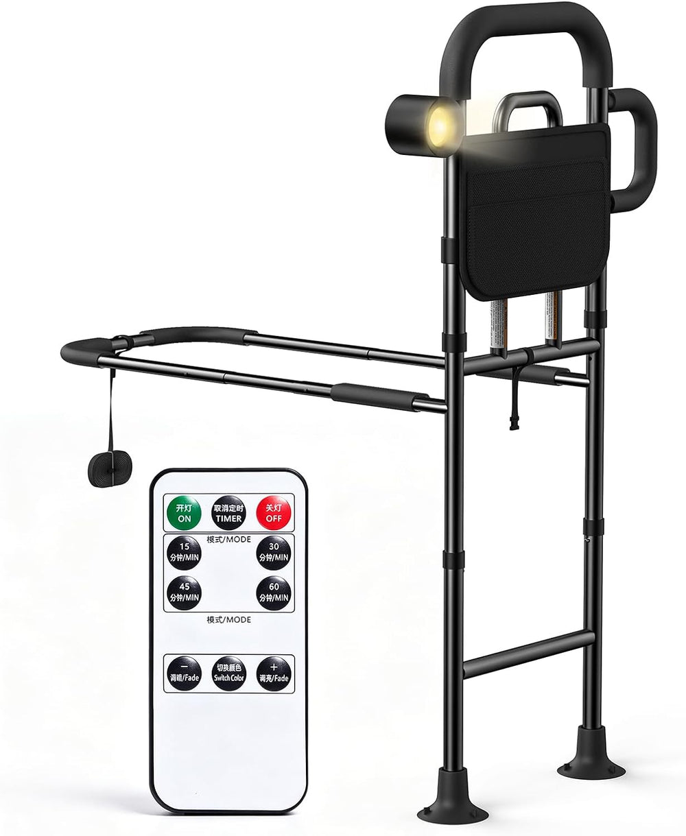 Bed Rails for Elderly Adults Safety with Remote Control Light - Height Adjust...