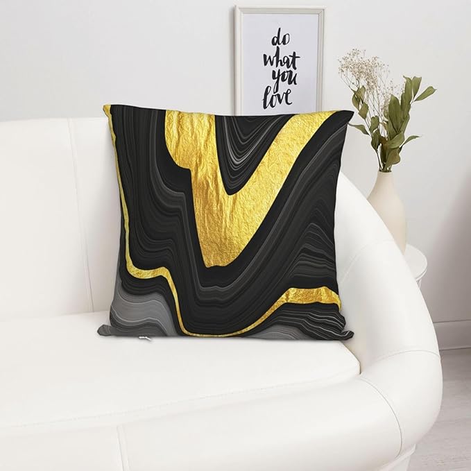 Black and Gold Marble Texture Throw Pillow Covers 18x18 Inch Set of 2, - Image 6