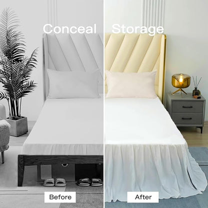 White Bed Skirt Queen Size Ruffled Bed Skirt - Image 7