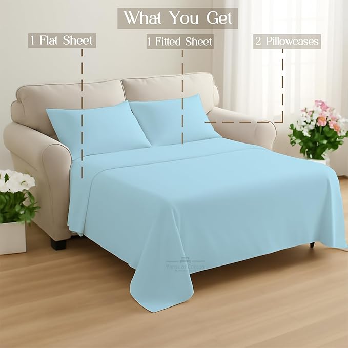 Sleeper Sofa 4 Piece Bed Sheet Set Premium Quality 100% Cotton 500 Thread Count - Image 8