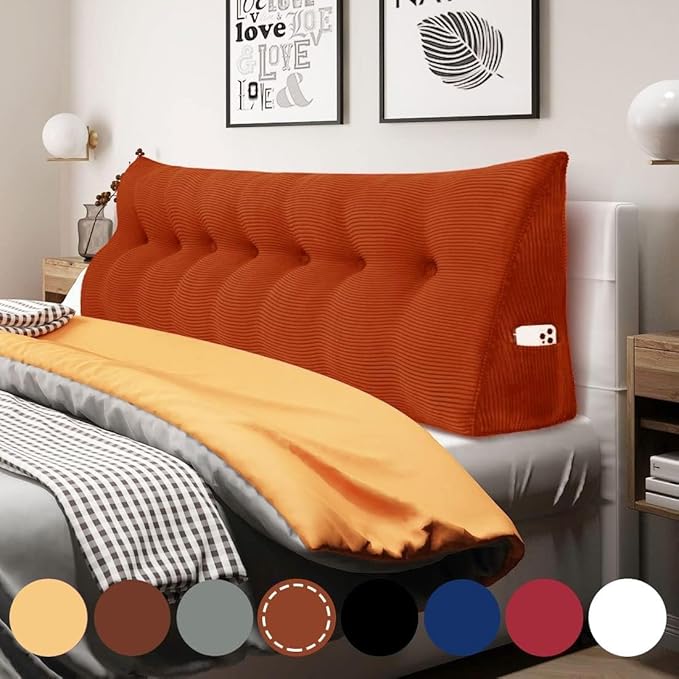 WOWMAX 100% Cotton Corduroy Headboard Pillow – King Size Back Support Reading by WOWMAX