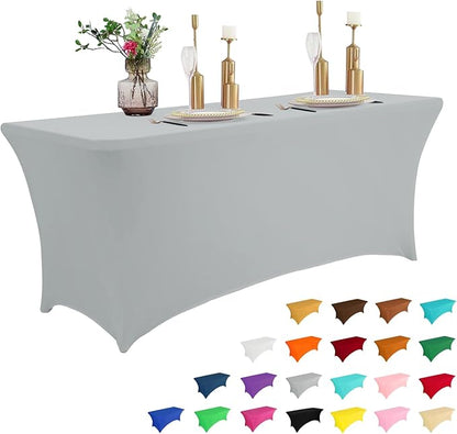IVAPUPU 6FT Table Cloth for Rectangular Fitted Events Stretch Grey Table Covers by IVAPUPU