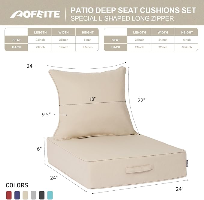 Outdoor Olefin Water-Resistant Deep Seat Cushion Set, Thickened Sofa Chair Pad - Image 4