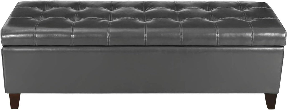 joveco 51 inch storage bench,leather tufted storage ottoman, view 9