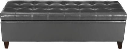 joveco 51 inch storage bench,leather tufted storage ottoman, view 9
