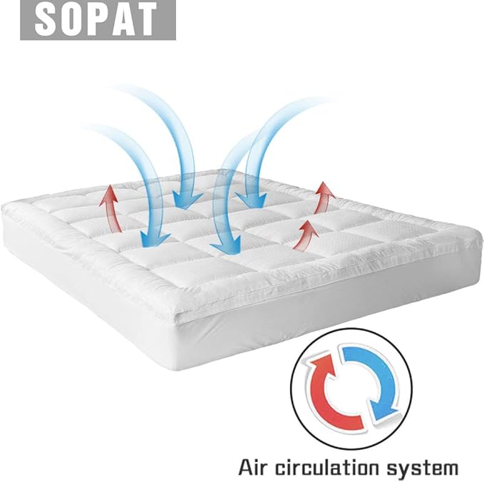 SOPAT Extra Thick Mattress Topper Cal King 400TC Cotton Pillow Top Breathable - Image 3