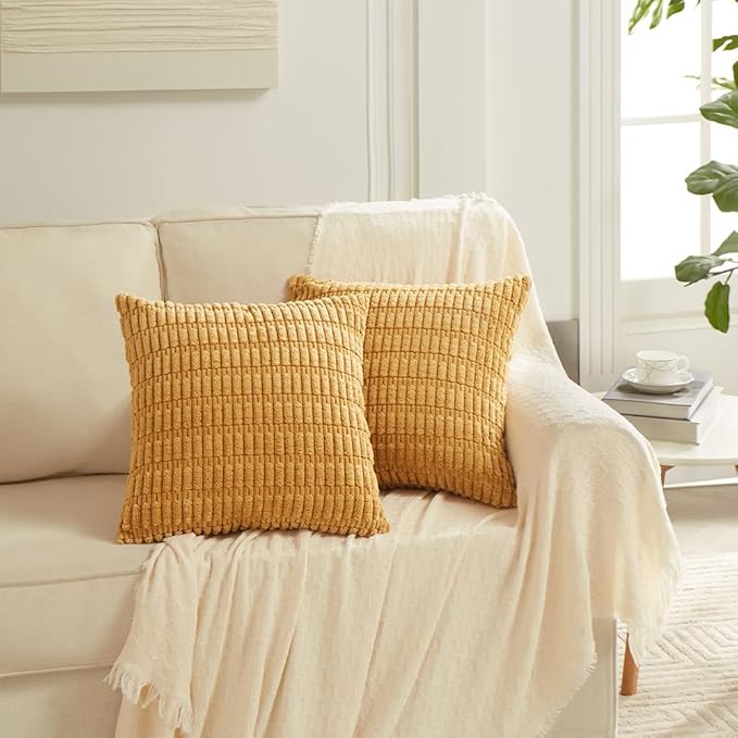Fancy Homi 4 Packs Mustard Yellow Decorative Throw Pillow Covers 26x26 Inch - Image 7