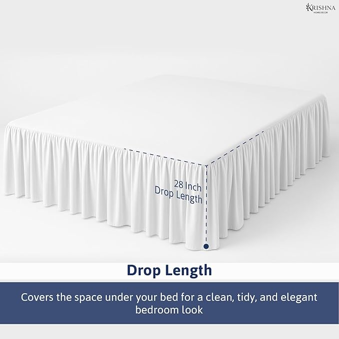 KRISHNA Ruffled Bed Skirt with Split Corners Twin, 100% Microfiber Hotel Quality - Image 4